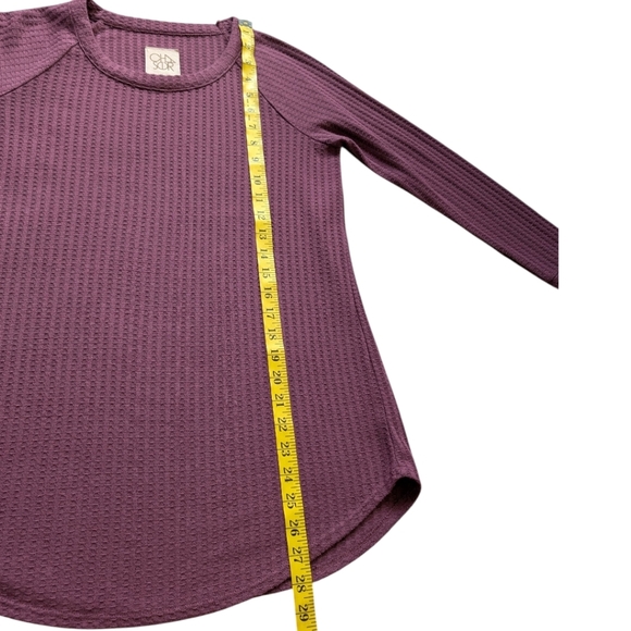 Chaser Long Sleeve Waffle Thermal Casual Layer Womens S Basket Weave Top Plum - Picture 12 of 12